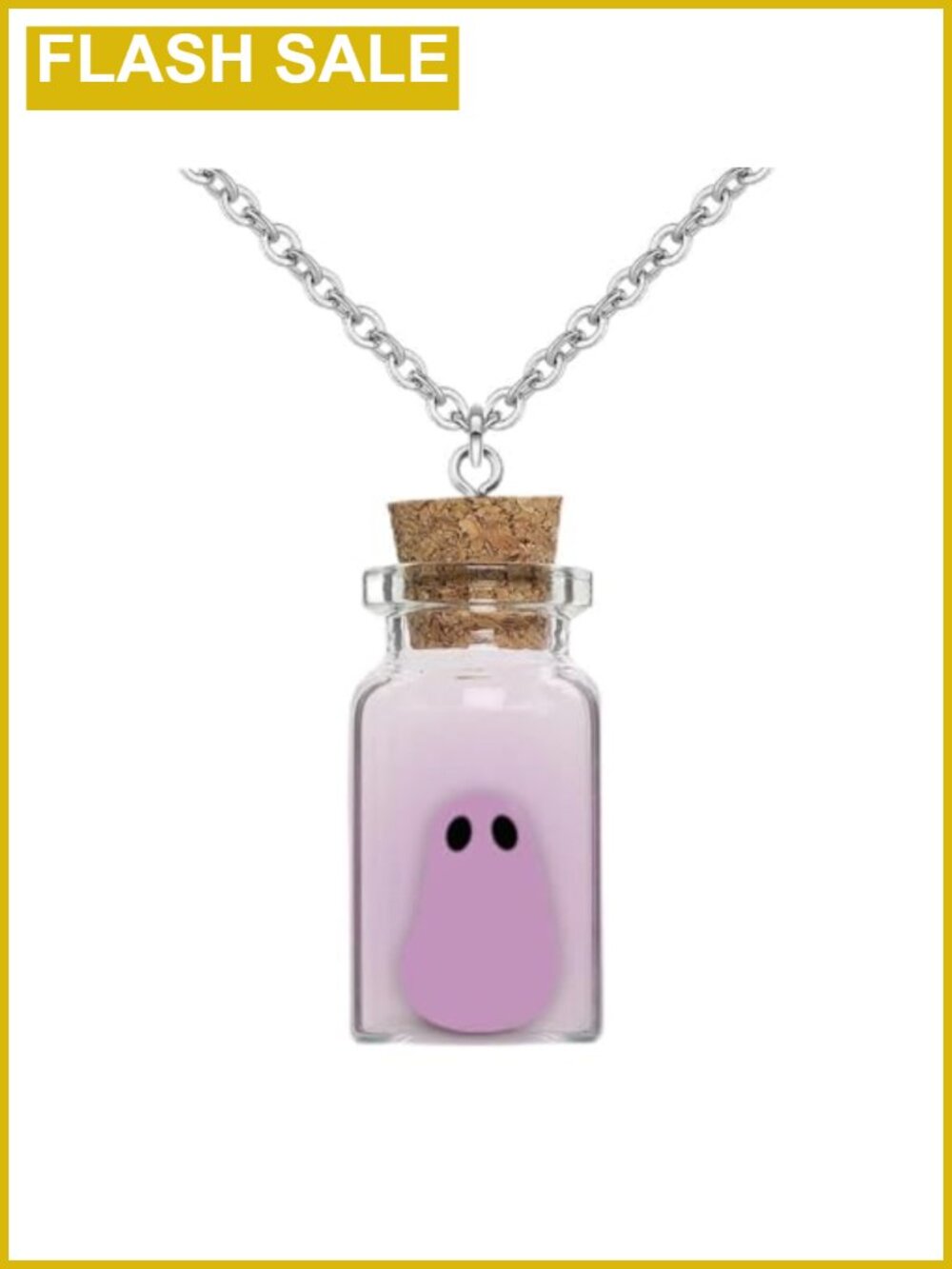 Glow in the Dark Ghost in a Bottle Pendant Necklace Purple Light Activated